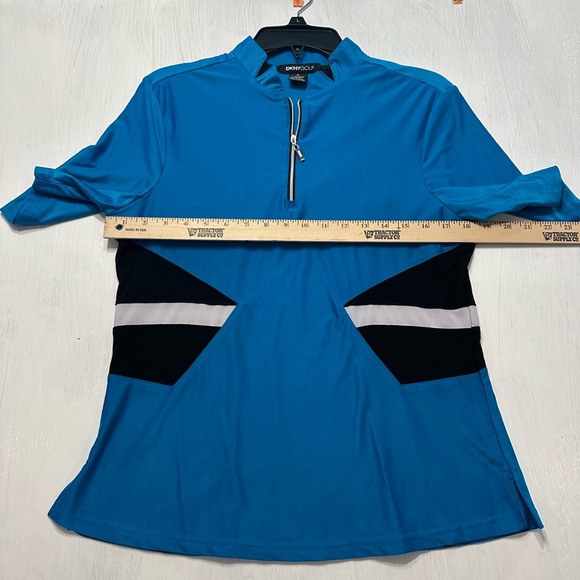 DKNY Golf Women’s Blue Short Sleeve Zip Polo Shirt Size M Athletic Stretch - Picture 3 of 8